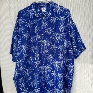 La Leela Y2K Hawaiian Shirt Blue Palm Tree Print Unisex XXL